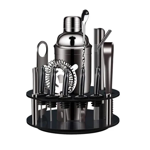 Set Koktel Hitam dengan Stand