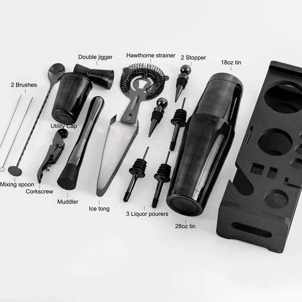 Set Koktel Hitam dengan Stand